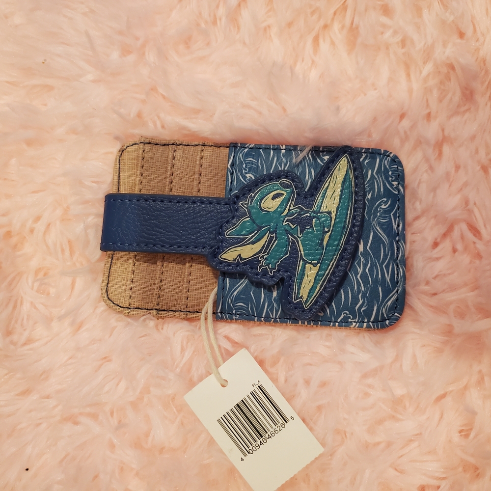 Blue and Tan Stitch Card Holder NWT
